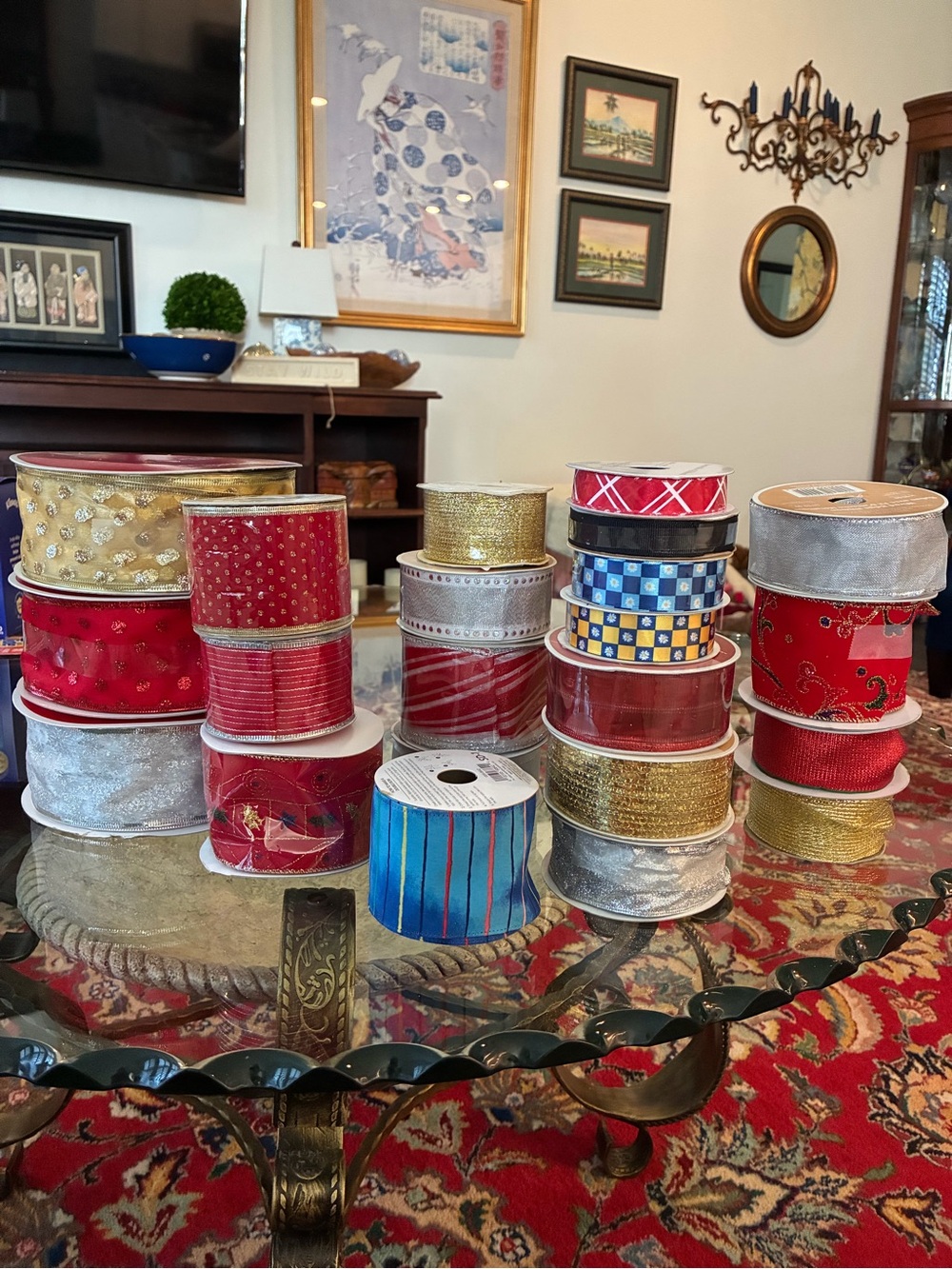 Assorted Metallic and Patterned Ribbon Rolls - Picture 1 of 4